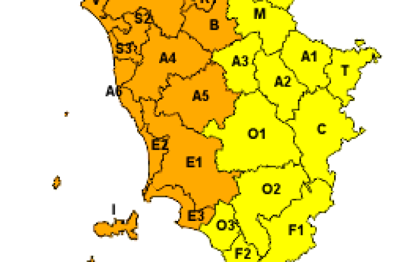 Allerta “arancione” per Massa Carrara e parte della Toscana.